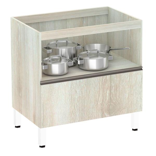 Imagem de Balcão de Cozinha sem Tampo 80cm Misto 1 Porta Basculante e 1 Gavetão Luci Luciane Móveis