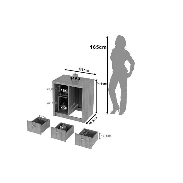 Imagem de Balcão de Escritório ME4111 c/ 1 Porta e 3 Gavetas Amêndoa - Tecno Mobili