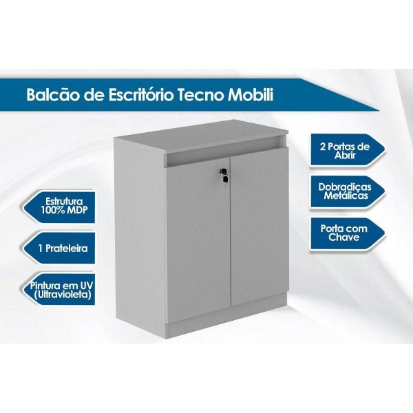 Imagem de Balcão de Escritório ME4149 c/ 2 Portas c/ Chave Amêndoa/Preto - Tecno Mobili