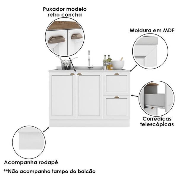 Imagem de Balcão de Pia 120cm Unna Branco - Poliman