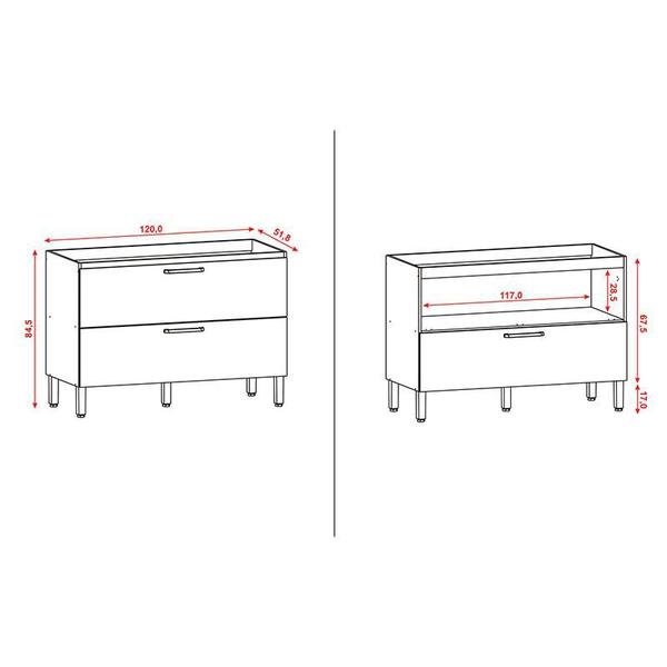 Imagem de Balcão de Pia Ametista 1 Porta Basculante 1 Gaveta 120 cm Freijó Supremo Ripado - Kits Paraná