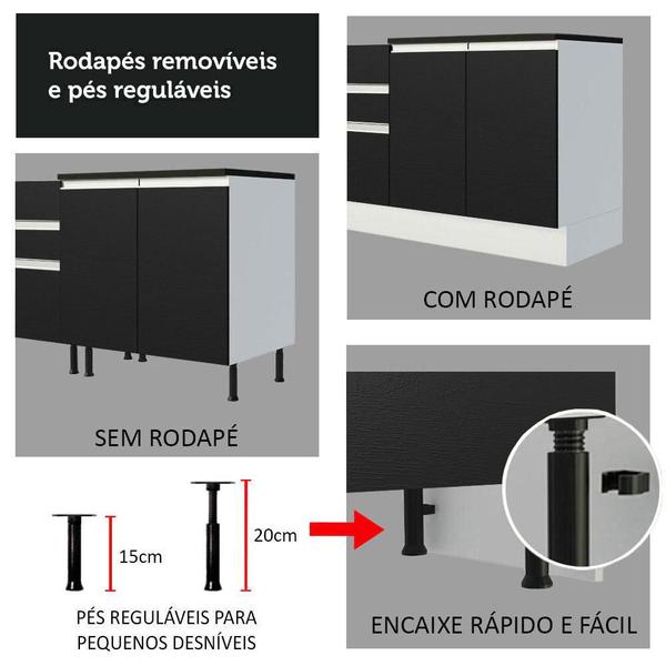 Imagem de Balcão de Pia Armário de Cozinha 100% MDF 120 cm 3 Portas e 2 Gavetas Acordes Madesa