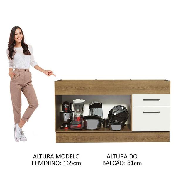 Imagem de Balcão de Pia Cozinha 150 cm 2 Portas e 2 Gavetas (Sem Tampo e Pia) Rustic/Branco Agata Madesa