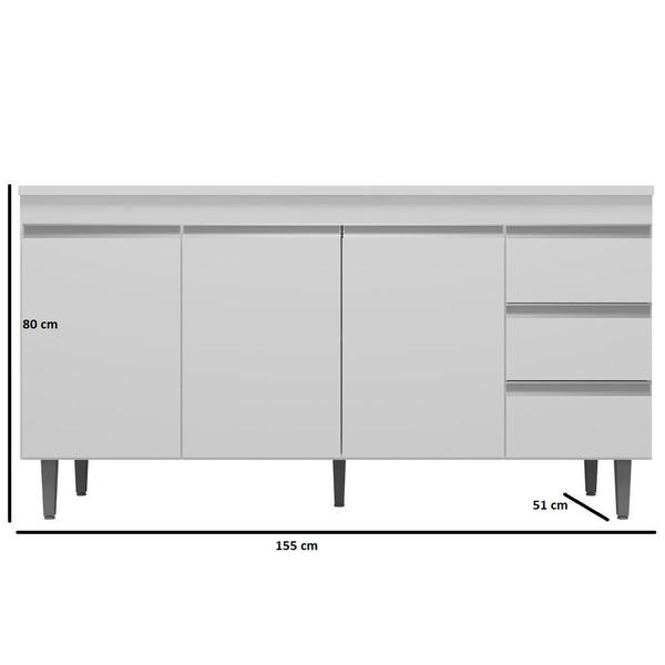 Imagem de Balcão de Pia Cozinha Andréia 3 Portas e 3 Gavetas 160 cm Branco Sem Tampo AJL Móveis
