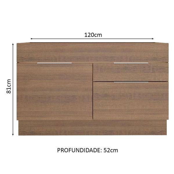 Imagem de Balcão de Pia Madesa Stella 1 Porta e 2 Gavetas - Rustic