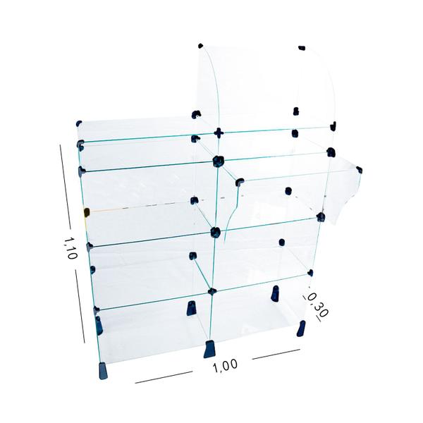 Imagem de Balcão de Vidro Caixa - C/ Conectivo Preto MOD.50 - 1,00 x 1,10 x 0,30m