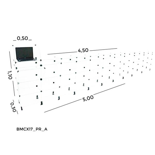 Imagem de Balcão de Vidro Caixa - C/ Conectivo Preto MOD.50 - 5,00 x 1,10 x 0,30m