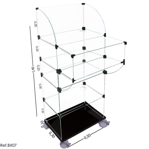 Imagem de Balcão De Vidro Caixa C/ Mdf Preto 0,50 X 1,40 X 0,30 + Gaveta Branca e Preta