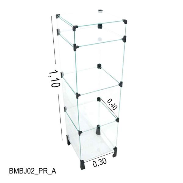 Imagem de Balcão de Vidro com Porta Bijuteria - C/ Conectivo Preto -  - 0,30 x 1,10 x 0,40m