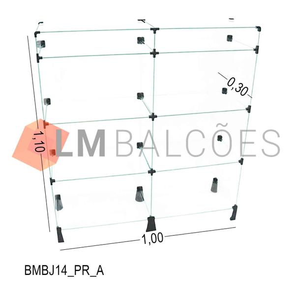 Imagem de Balcão de Vidro com Porta Bijuteria - C/ Conectivo Preto -  MOD.50 - 1,00 x 1,10 x 0,30m