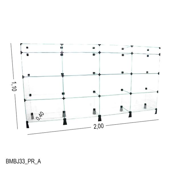 Imagem de Balcão de Vidro com Porta Bijuteria - C/ Conectivo Preto -  MOD.50 - 2,00 x 1,10 x 0,40m