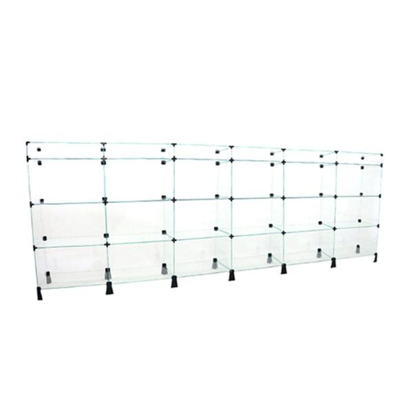 Balcão de Vidro com Porta Bijuteria - C/ Conectivo Preto - MOD.50 - 3,00 x 1,10 x 0,40m - LM Balcões Imagem de Balcão de Vidro com Porta Bijuteria - C/ Conectivo Preto - MOD.50 - 3,00 x 1,10 x 0,40m