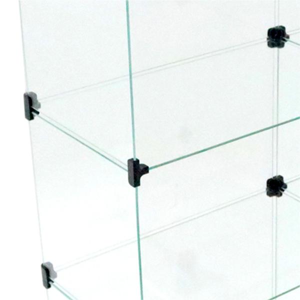 Balcão de Vidro com Porta Bijuteria - C/ Conectivo Preto - MOD.50 - 3,00 x 1,10 x 0,40m - LM Balcões Imagem de Balcão de Vidro com Porta Bijuteria - C/ Conectivo Preto - MOD.50 - 3,00 x 1,10 x 0,40m