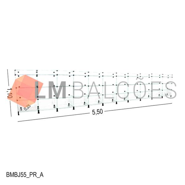 Imagem de Balcão de Vidro com Porta Bijuteria - C/ Conectivo Preto -  MOD.50 - 5,50 x 1,10 x 0,25m