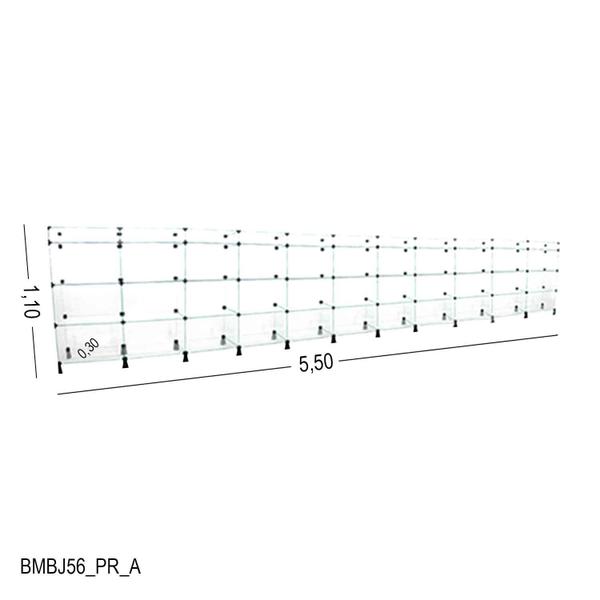 Imagem de Balcão de Vidro com Porta Bijuteria - C/ Conectivo Preto -  MOD.50 - 5,50 x 1,10 x 0,30m