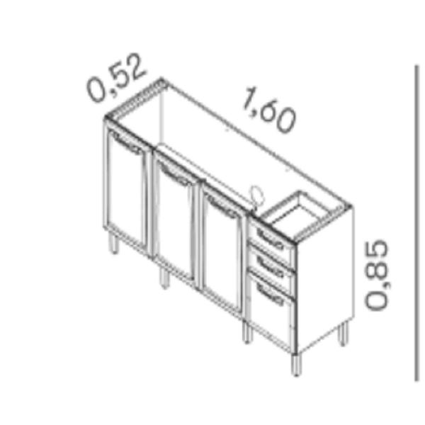 Imagem de Balcão em Aço 160cm 4 Portas 2 Gavetas sem Tampo New Premium