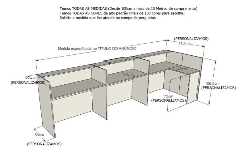 Imagem de Balcão em L Recepção 350cm Branco - Linha Premium - Mod 1.1