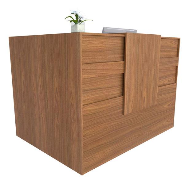 Balcão em L Recepção Caixa 101cm Louro Freijó - Premium - 1.1 - Marcenaria Online Balcão em L Recepção Caixa 101cm Louro Freijó - Premium - 1.1 - Marcenaria Online