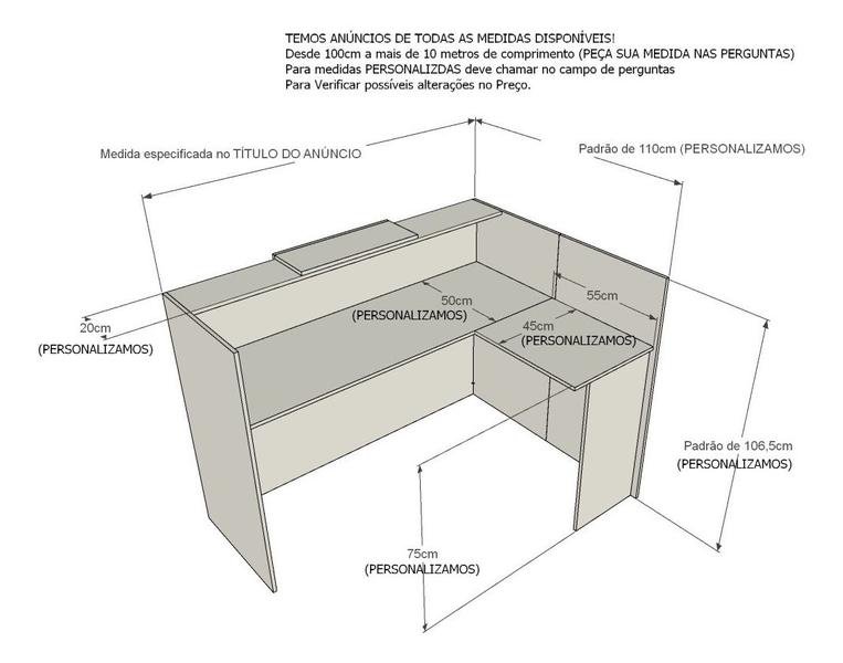 Imagem de Balcão em L Recepção Caixa 106cm Branco - Linha Premium  1.1