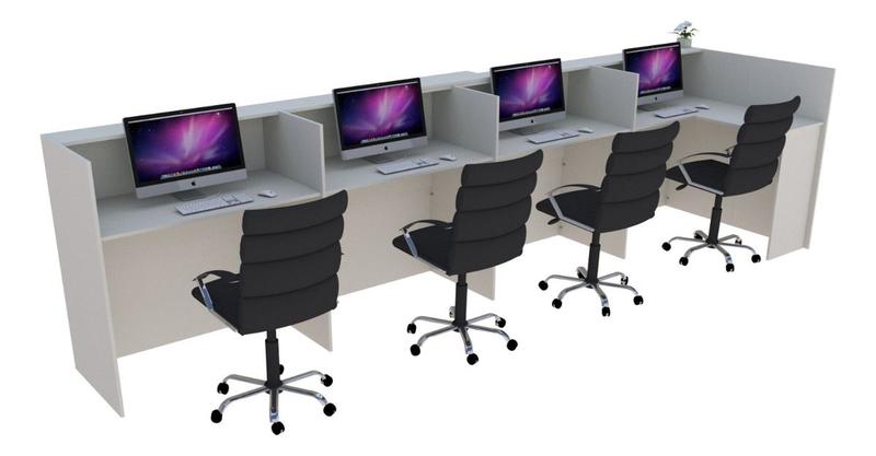 Balcão em L Recepção Caixa 438cm Branco - Linha Premium 1.1 - Marcenaria Online Imagem de Balcão em L Recepção Caixa 438cm Branco - Linha Premium 1.1