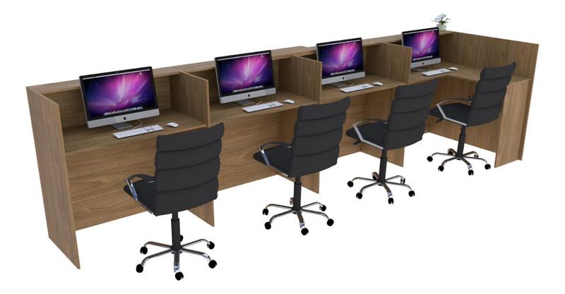 Balcão em L Recepção Caixa 491cm Freijó Syncro - Premium 1.1 - Marcenaria Online Imagem de Balcão em L Recepção Caixa 491cm Freijó Syncro - Premium 1.1