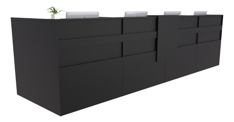 Balcão em L Recepção Caixa 566cm Preto - Linha Premium - 1.1 - Marcenaria Online Imagem de Balcão em L Recepção Caixa 566cm Preto - Linha Premium - 1.1