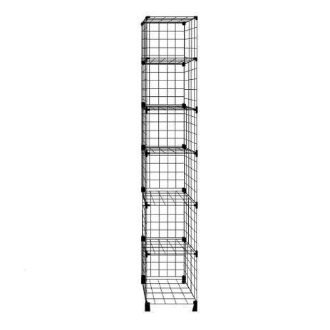 Imagem de Balcão / Estante Aramada 1,90x0,30x0,30M Preta com 06 Nichos