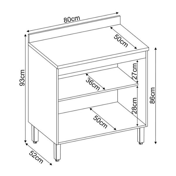 Imagem de Balcão Firenze 80cm 2 Portas com Tampo 93221 Demóbile