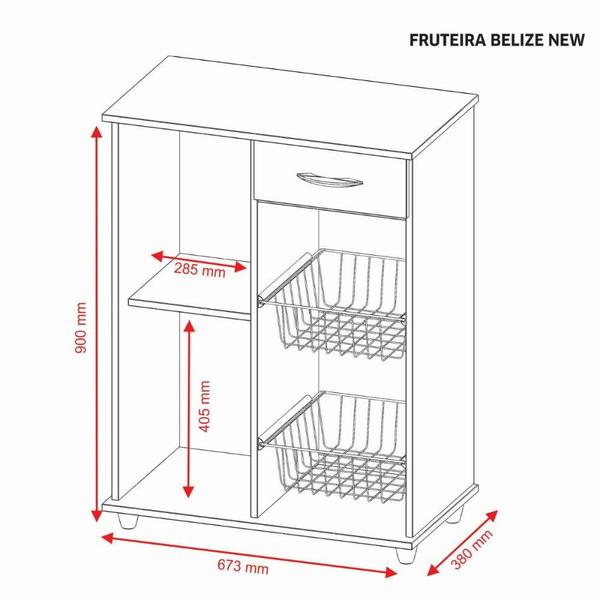 Imagem de Balcão Fruteira Notável Belize New 1 Porta 1 Gaveta