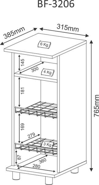 Imagem de Balcão Fruteira Organizador BF3206 Branco - Tecnomobili