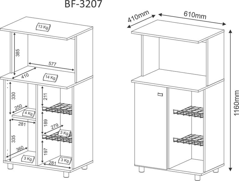 Imagem de Balcão Fruteira Organizador BF3207 Branco - Tecnomobili