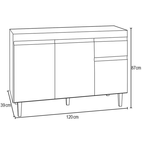 Imagem de Balcão Gabinete 120cm Com Tampo 3 Portas 1 Gaveta Arizona Castanho/Cinza - Lumil Móveis