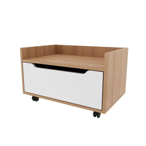 Imagem de Balcão Gabinete 60cm com 1 Gavetas e Rodízio BN3647 Amêndoa/Branco Tecnomobili