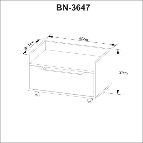 Imagem de Balcão Gabinete 60cm com 1 Gavetas e Rodízio BN3647 Mármore Branco Tecnomobili