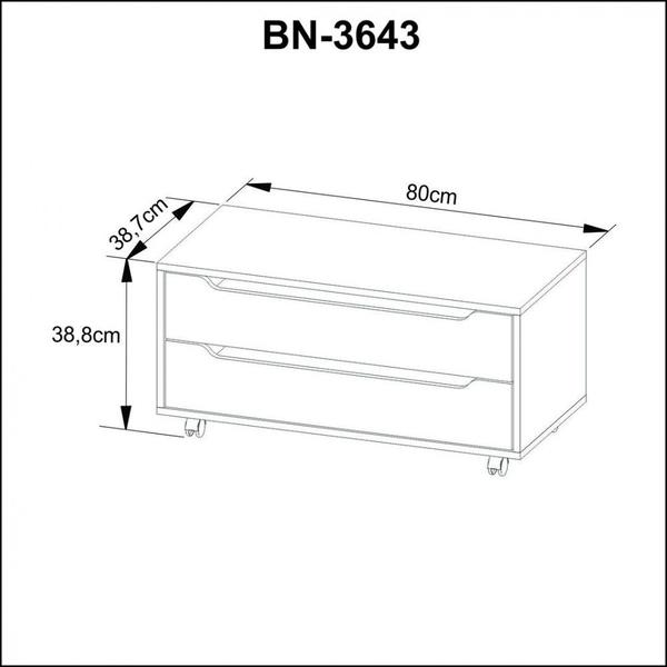 Imagem de Balcão Gabinete 80cm com 2 Gavetas e Rodízio BN3643 Tecnomobili