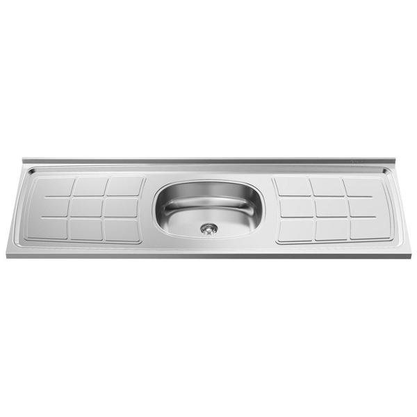 Imagem de Balcão Gabinete Áustria com Pia Inox 160cm 4 Portas Branco/Castanho - Lumil Móveis