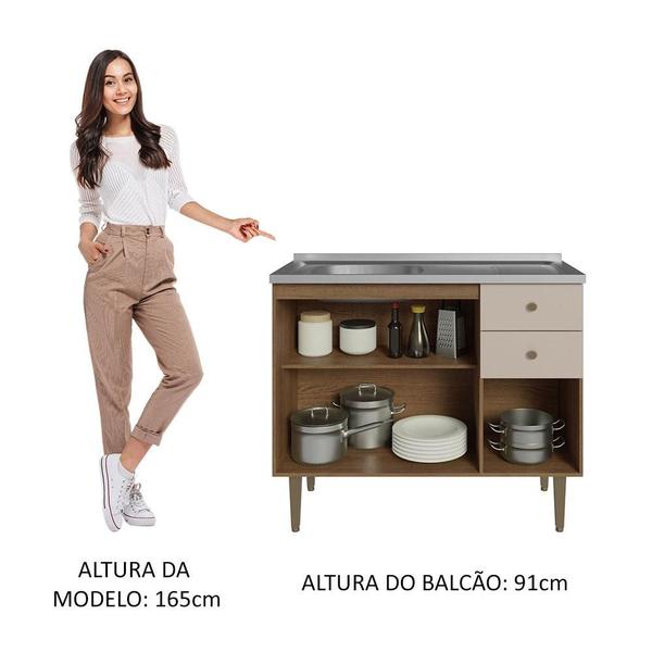 Imagem de Balcão Gabinete com Pia 3 Portas e 2 Gavetas 105cm Gourmet Madesa