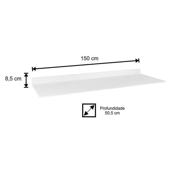 Imagem de Balcão Gabinete de Pia 150cm 4 Portas 2 Gavetas Com Tampo Lis L03 Branco - Mpozenato