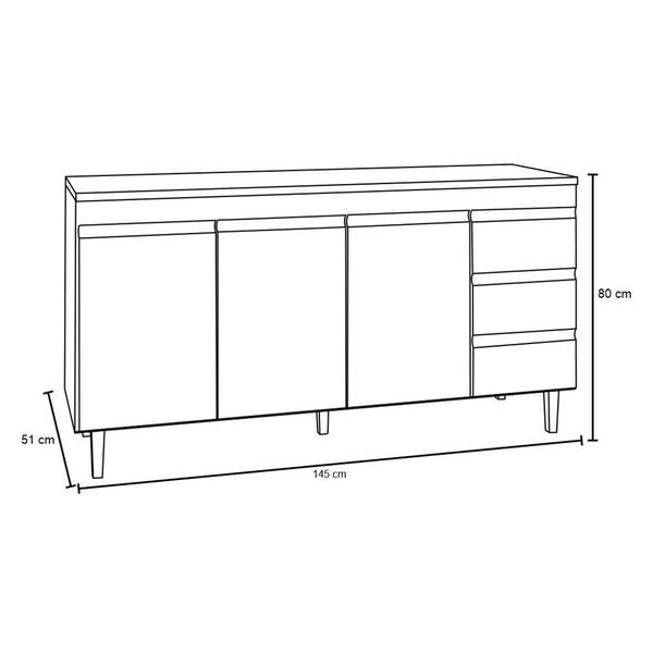 Imagem de Balcão Gabinete de Pia Andréia 150cm Branco S/ Tampo - AJL Móveis