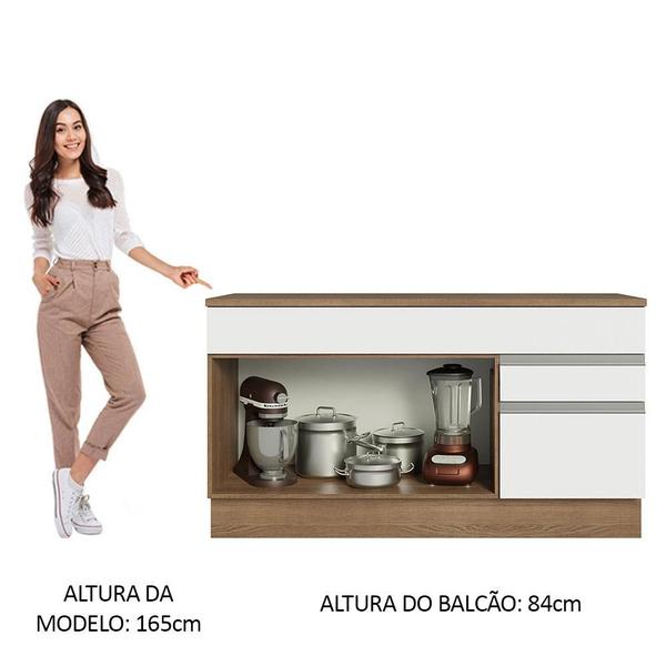 Imagem de Balcão Gabinete de Pia Armário de Cozinha 150 cm 2 Gavetas 2 Portas (Com Tampo) Rustic/Branco Glamy Madesa