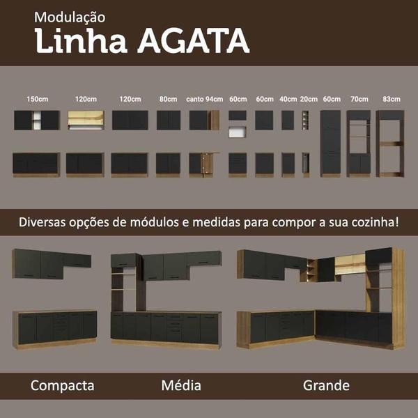 Imagem de Balcão Gabinete de Pia Cozinha 150 cm 2 Portas e 2 Gavetas (Sem Tampo e Pia) Rustic/Preto Agata Madesa