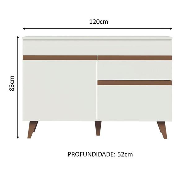 Imagem de Balcão Gabinete de Pia Cozinha 2 Portas 1 Gaveta Branco Reims Madesa