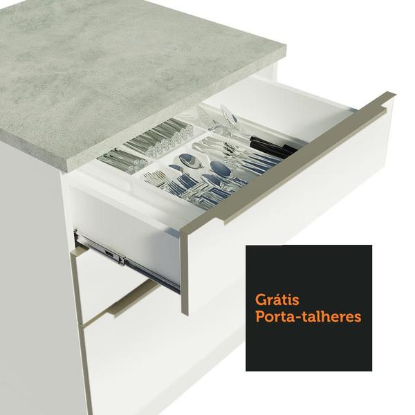 Imagem de Balcão Gabinete de Pia Madesa Lux 120 cm 2 Portas 3 Gavetas (Sem Tampo) - Branco/Branco Veludo