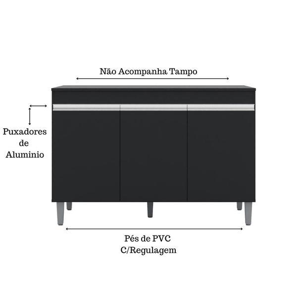 Imagem de Balcão Gabinete Manu 120cm 3 Portas S/Tampo - Ajl Móveis