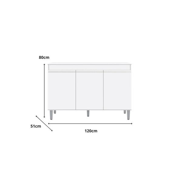 Imagem de Balcão Gabinete Manu 120cm 3 Portas S/Tampo - Ajl Móveis