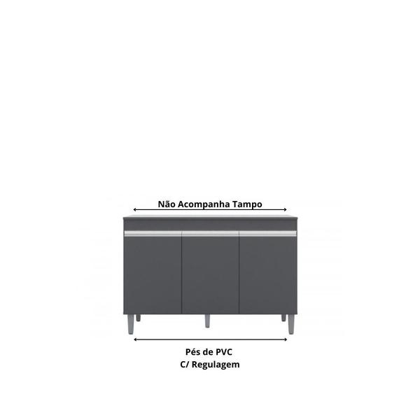 Imagem de Balcão Gabinete Manu 120cm 3 Portas S/Tampo - Ajl Móveis