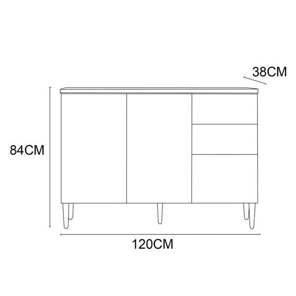 Imagem de Balcão Gabinete P/ Pia 120cm 3 Pts 2 Gav. Chocolate/Off