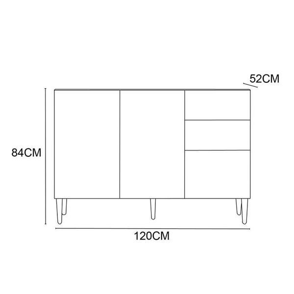 Imagem de Balcão Gabinete P/ Pia 120cm 3 Pts 2 Gav. Damasco/Off White