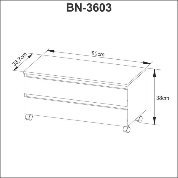 Imagem de Balcão Gabinete para Banheiro 80cm com Rodízio e 2 Gavetas BN3603 Branco