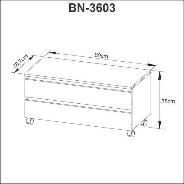 Imagem de Balcão Gabinete para Banheiro sem Cuba 80cm com rodízio e gaveta BN3603 Tecno Mobili